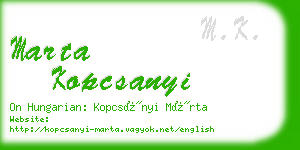 marta kopcsanyi business card